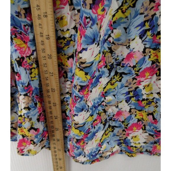Free People Top 0 Babydoll Henley Blouse Floral Boho Colorful Pleated - Picture 4 of 10